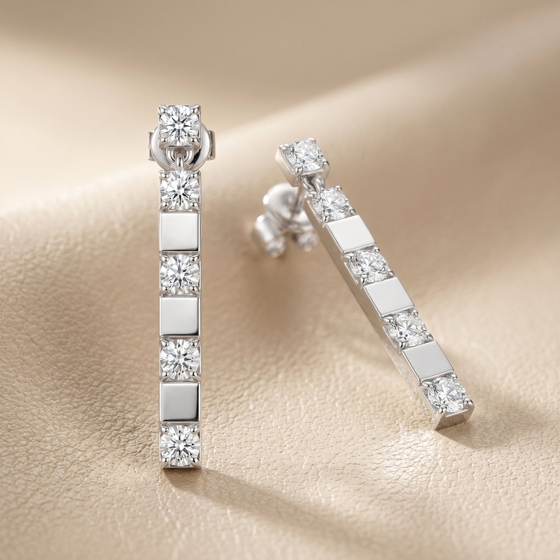 Round Cut Lab Grown Diamond Fashion Earrings in White Gold