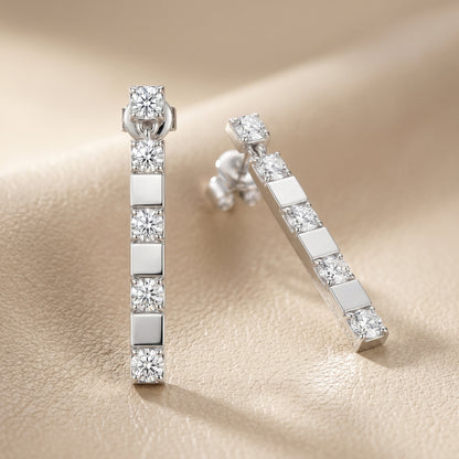 Round Cut Lab Grown Diamond Fashion Earrings in Platinum