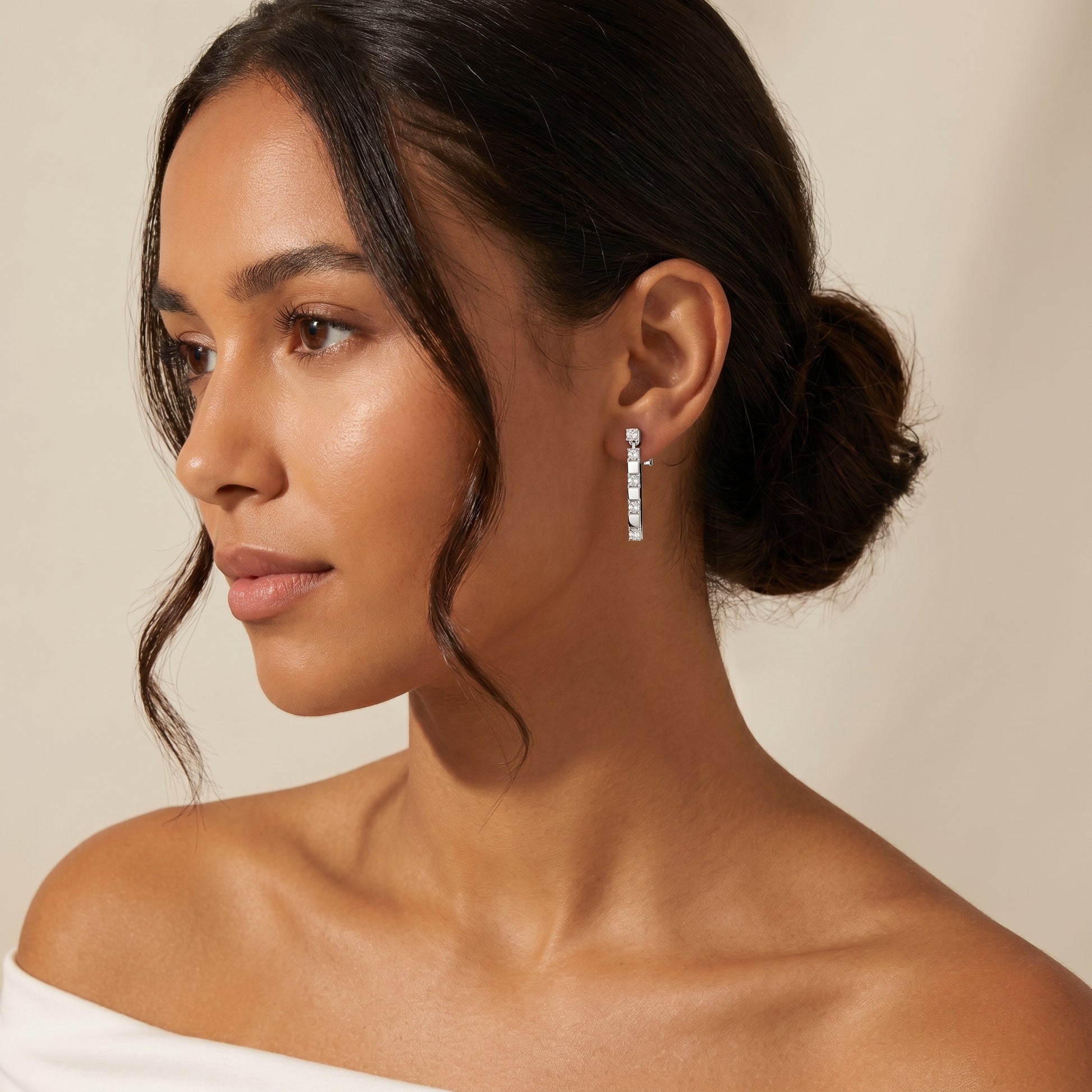 Round Cut Lab Grown Diamond Fashion Earrings in White Gold