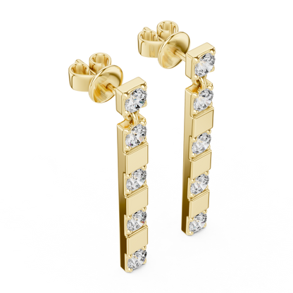 Round Cut Lab Grown Diamond Fashion Earrings in Yellow Gold