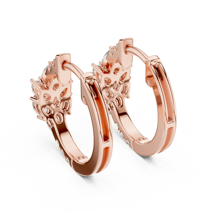 Iris Cluster Diamond Huggie Hoop Earrings in Rose Gold