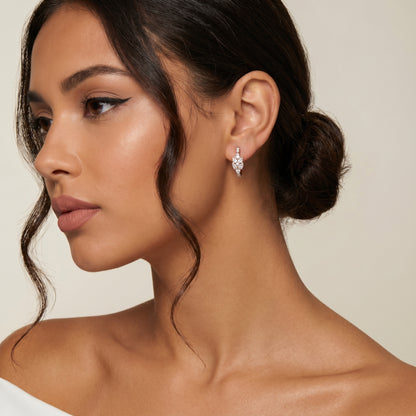 Iris Cluster Diamond Huggie Hoop Earrings in Rose Gold