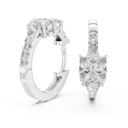 Iris Cluster Diamond Huggie Hoop Earrings in Silver