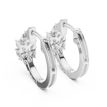 Iris Cluster Diamond Huggie Hoop Earrings in Silver
