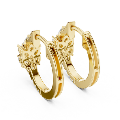 Iris Cluster Diamond Huggie Hoop Earrings in Yellow Gold