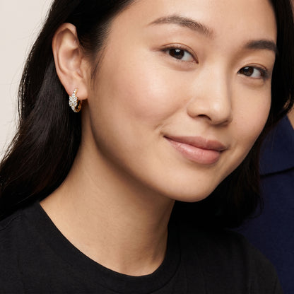 Iris Cluster Diamond Huggie Hoop Earrings in Yellow Gold