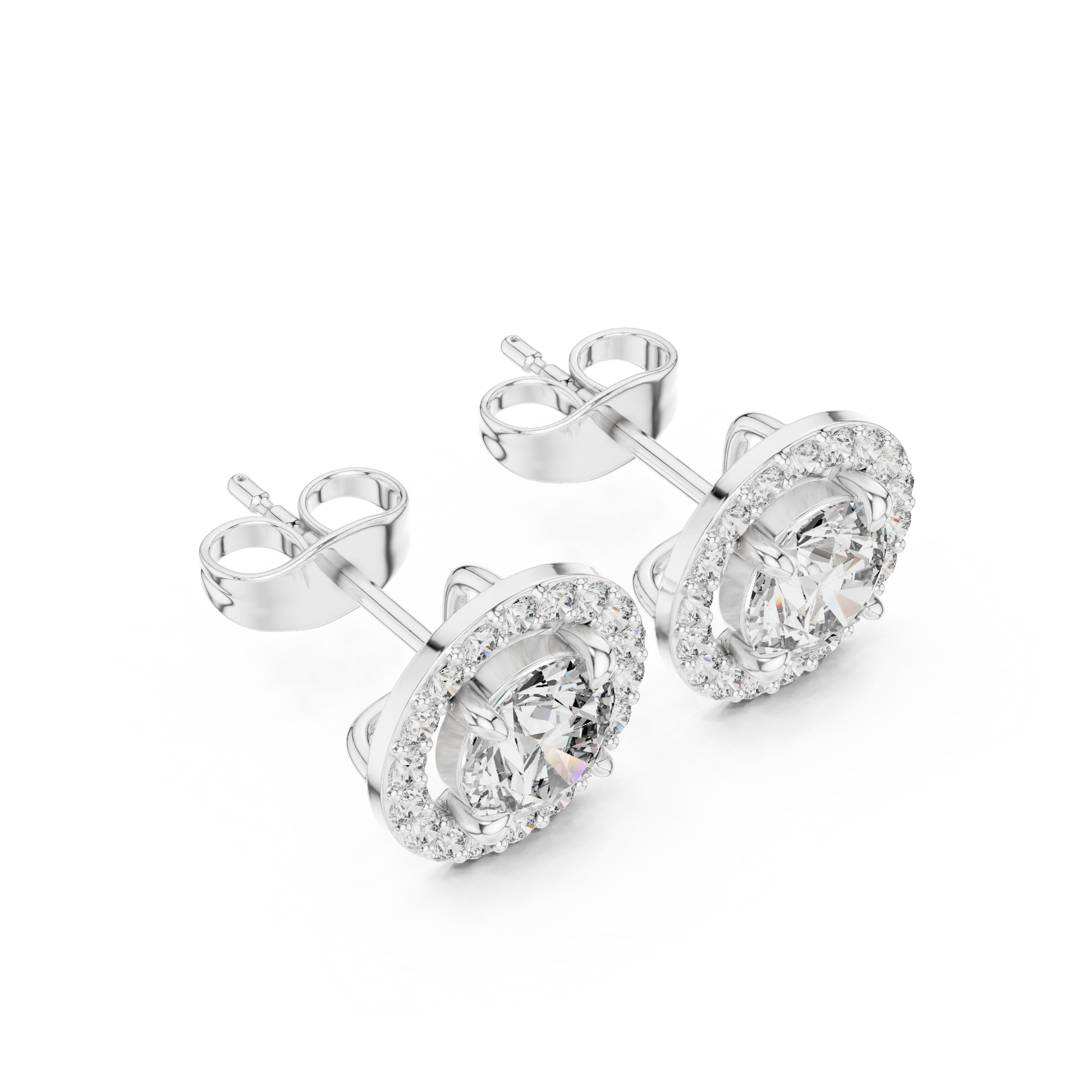 Round Cut Lab Grown Diamond Stud Earrings in White Gold