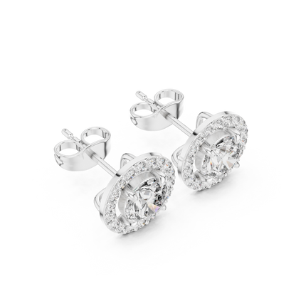 Round Cut Lab Grown Diamond Stud Earrings in Silver