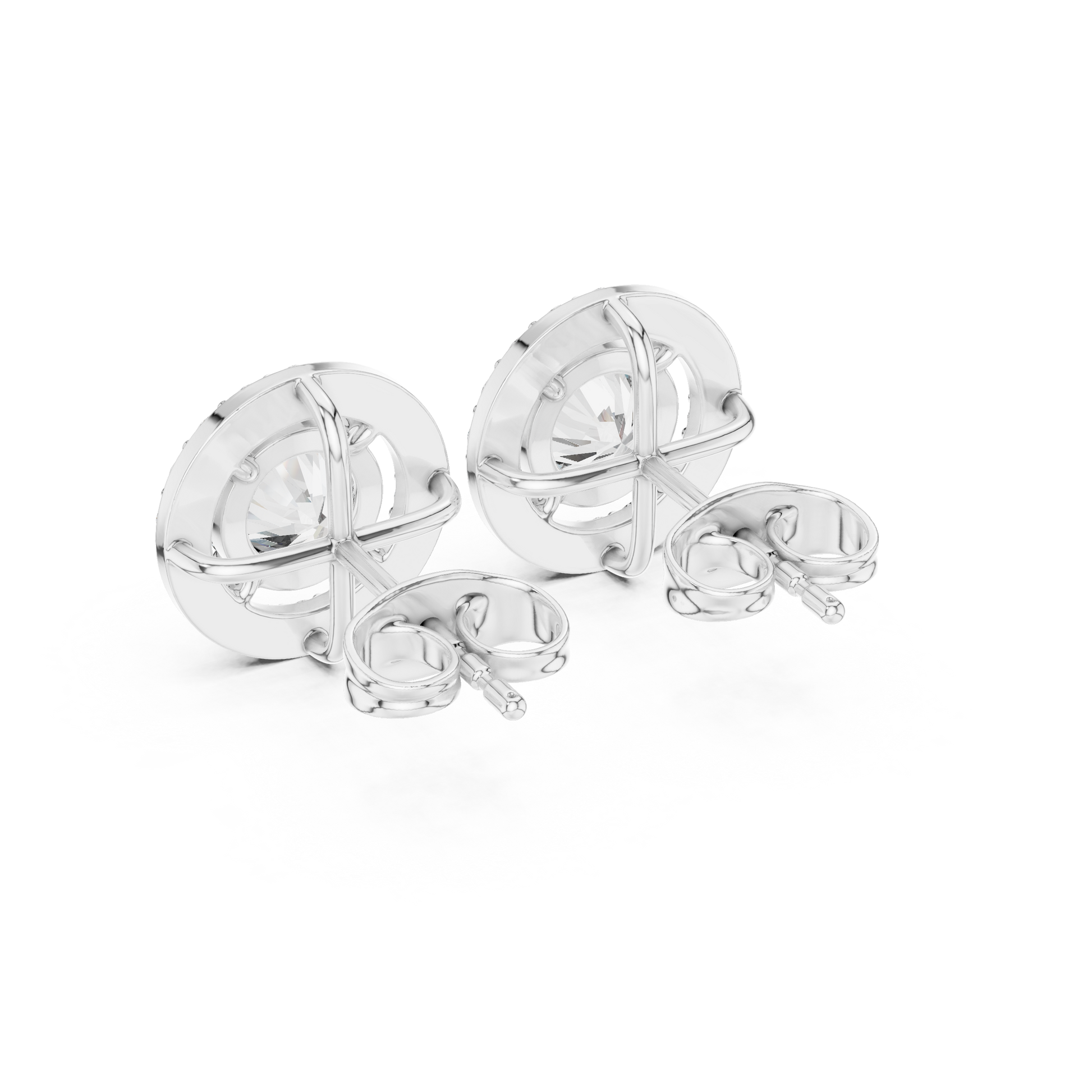 Round Cut Lab Grown Diamond Stud Earrings in Platinum