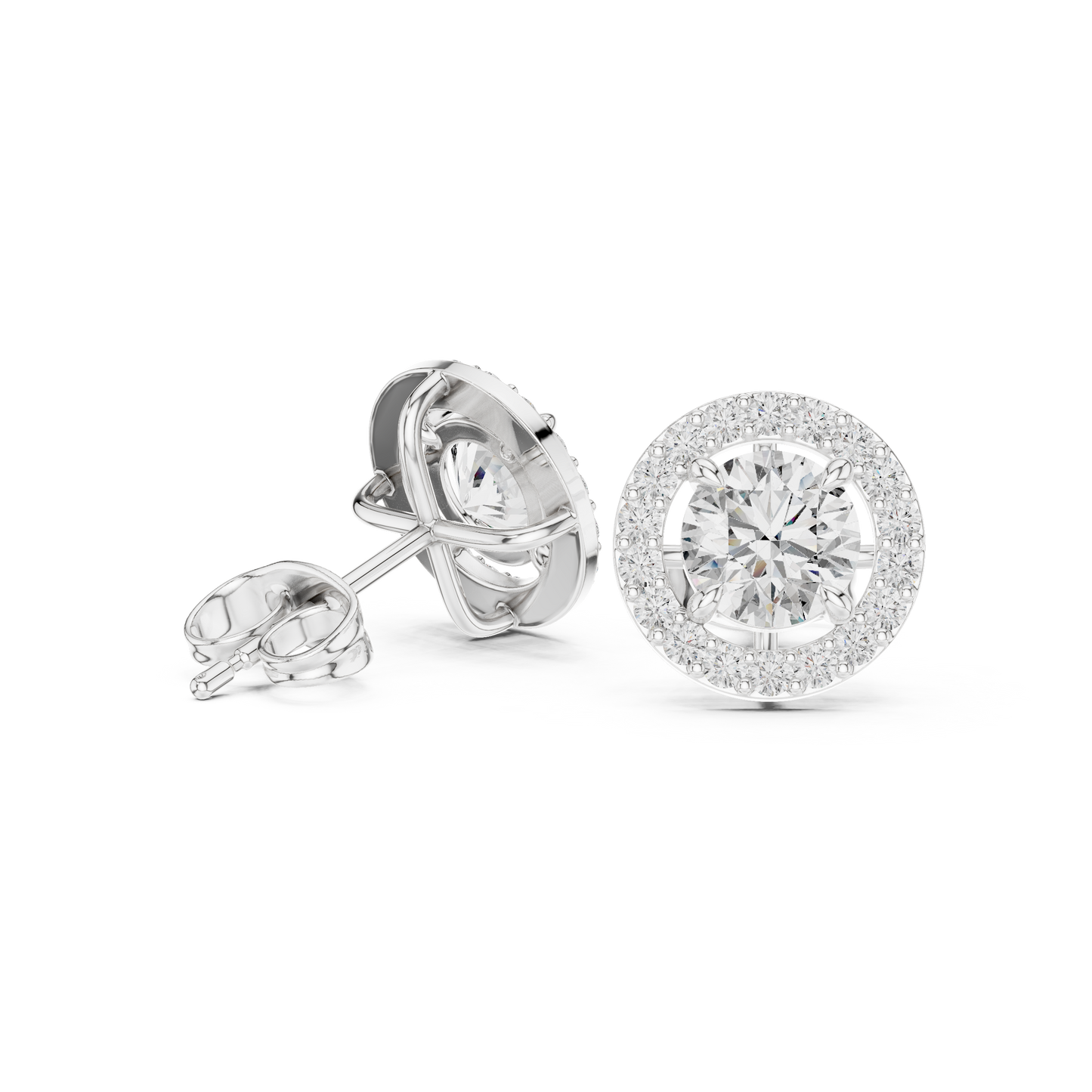 Round Cut Lab Grown Diamond Stud Earrings in Platinum