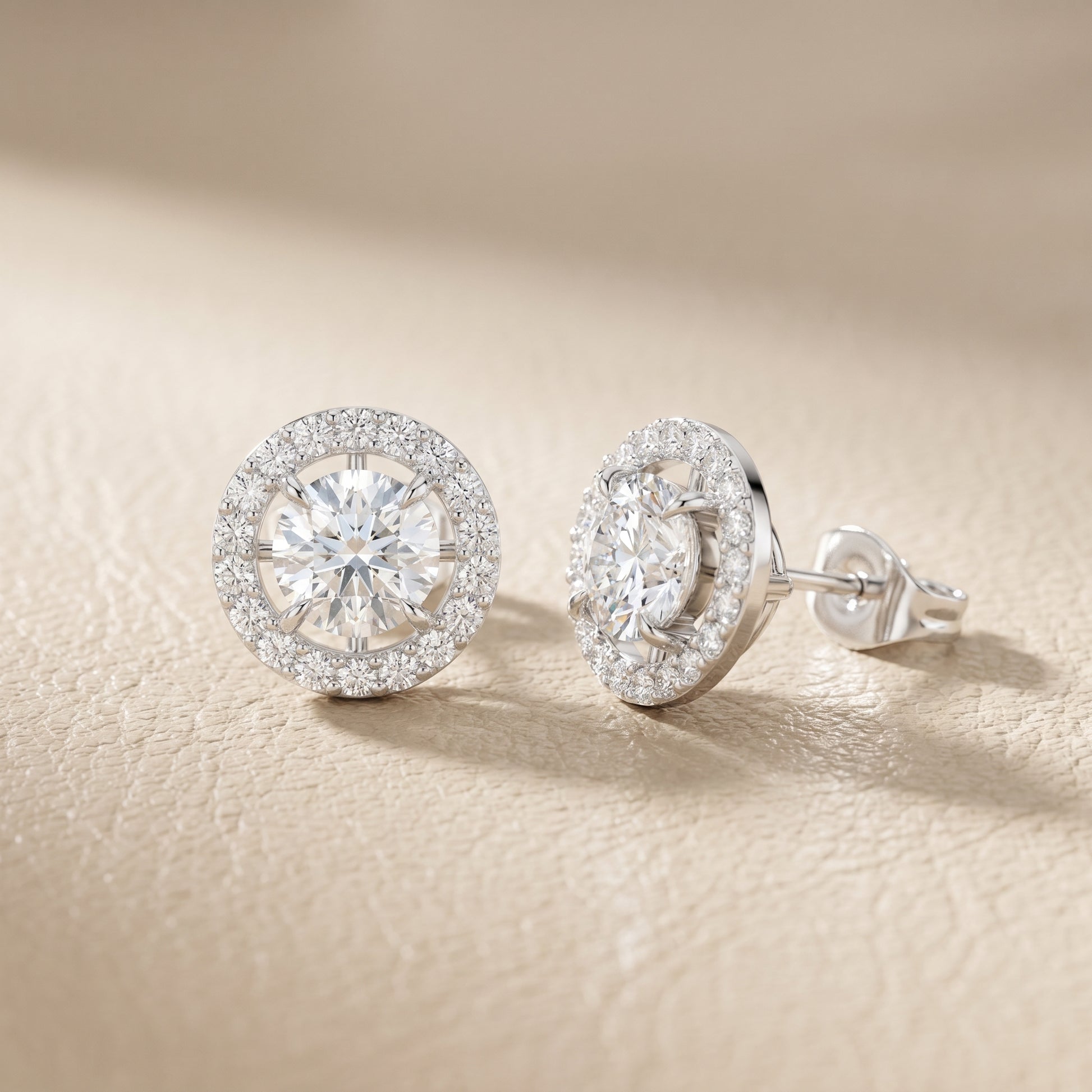 Round Cut Lab Grown Diamond Stud Earrings in Platinum