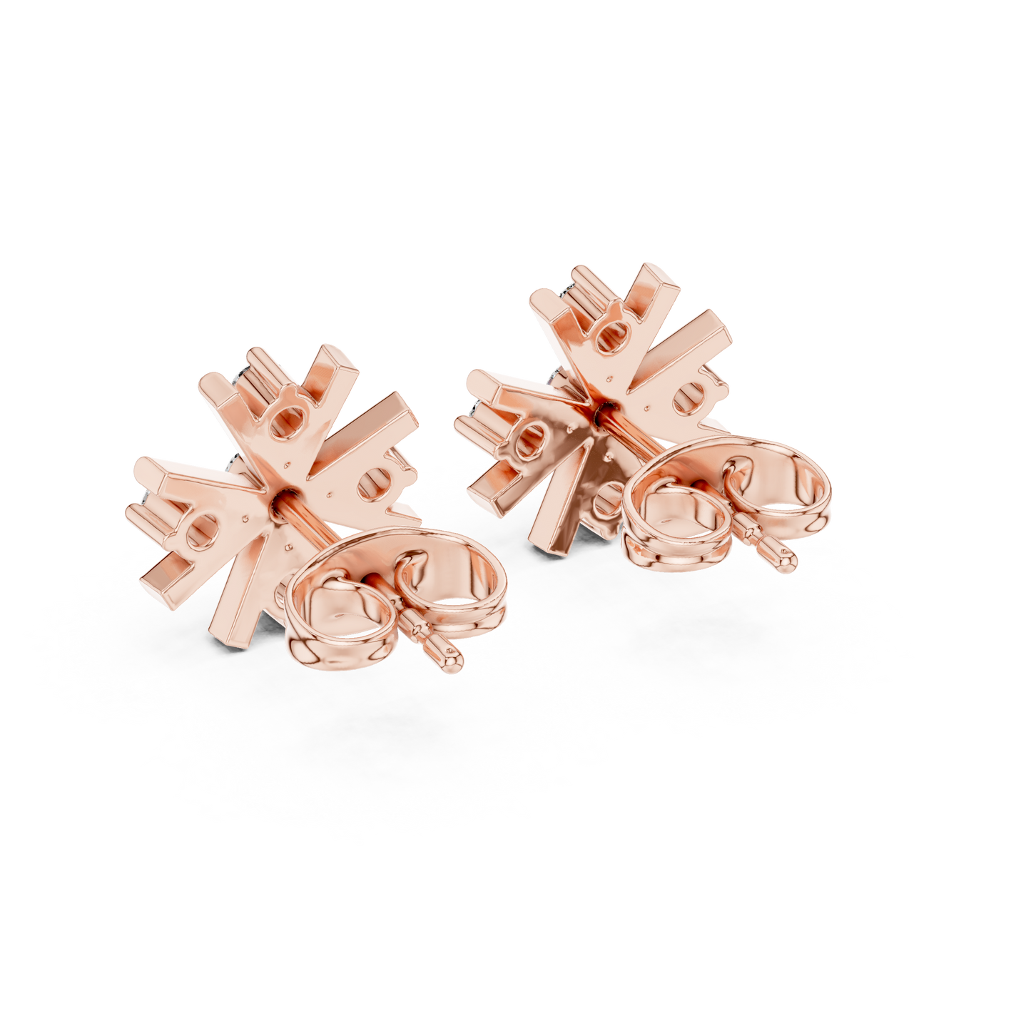 Round Cut Lab Grown Diamond Stud Earrings in Rose Gold
