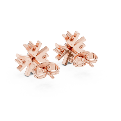 Round Cut Lab Grown Diamond Stud Earrings in Rose Gold