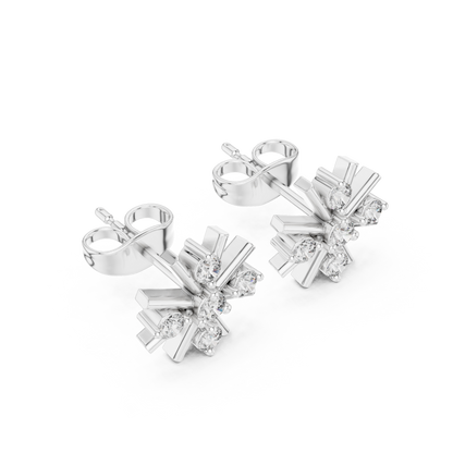 Round Cut Lab Grown Diamond Stud Earrings in White Gold