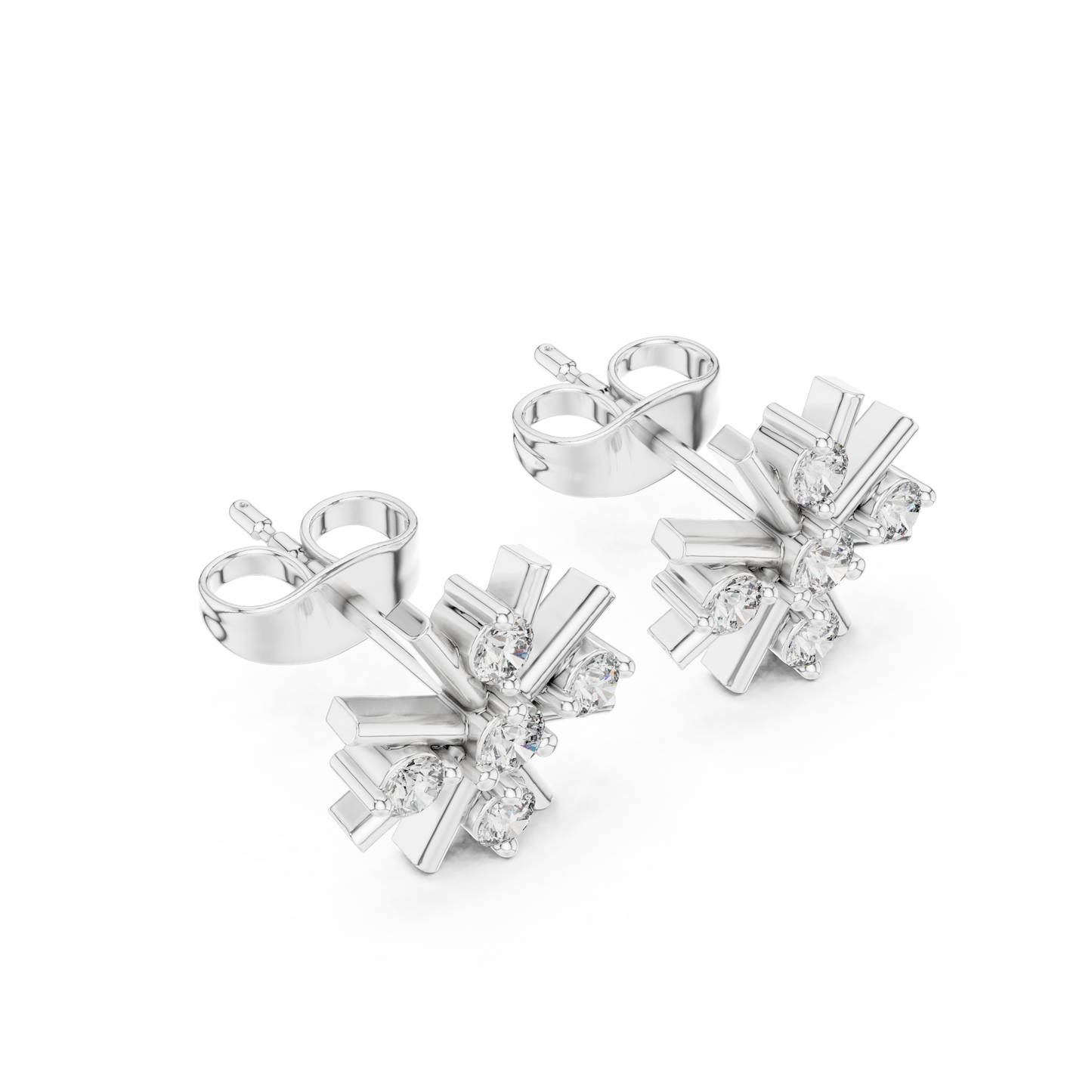 Round Cut Lab Grown Diamond Stud Earrings in Platinum