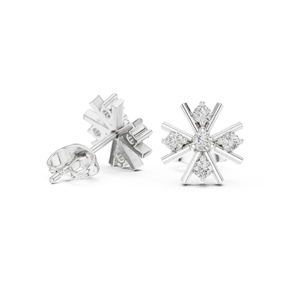 Round Cut Lab Grown Diamond Stud Earrings in Silver
