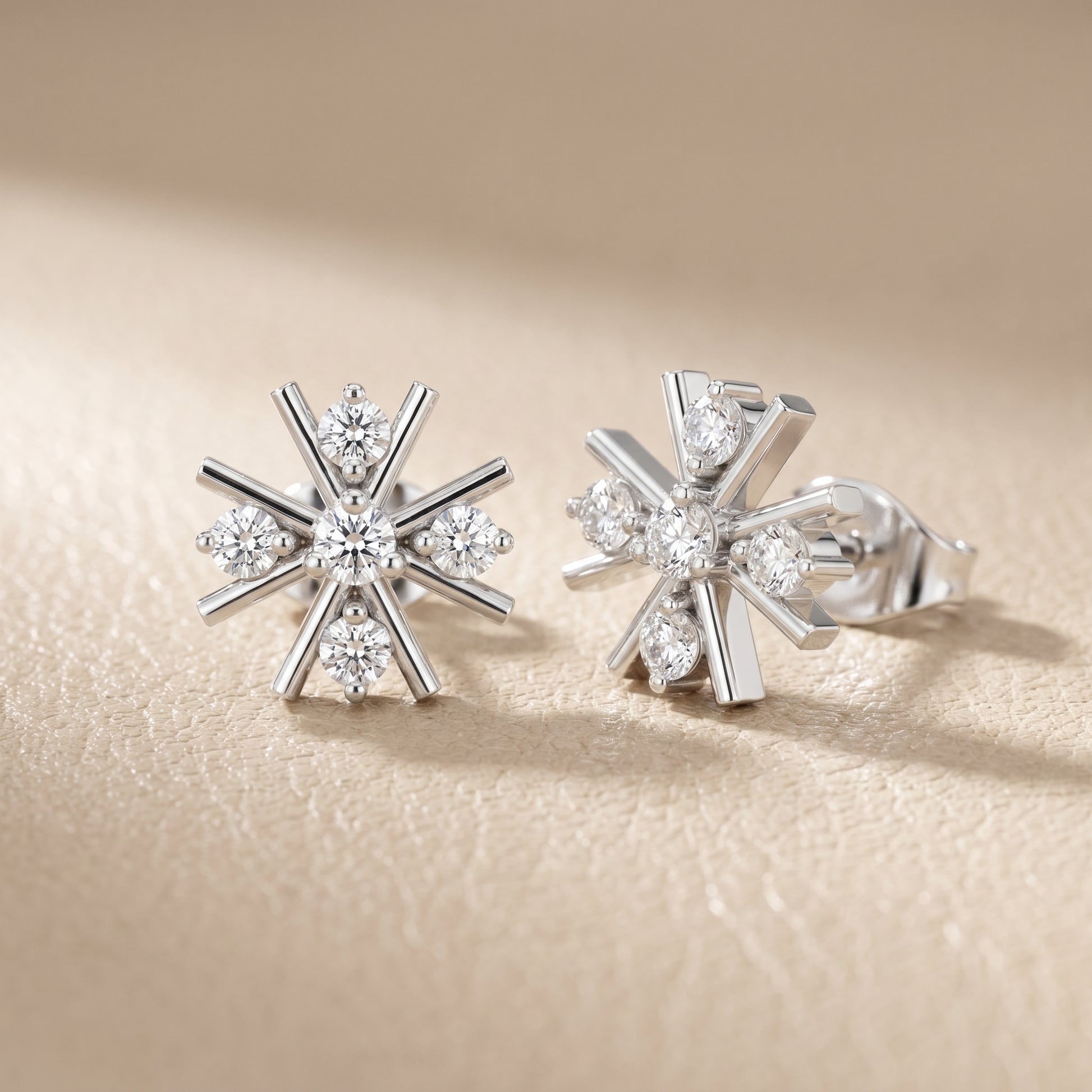 Round Cut Lab Grown Diamond Stud Earrings in White Gold
