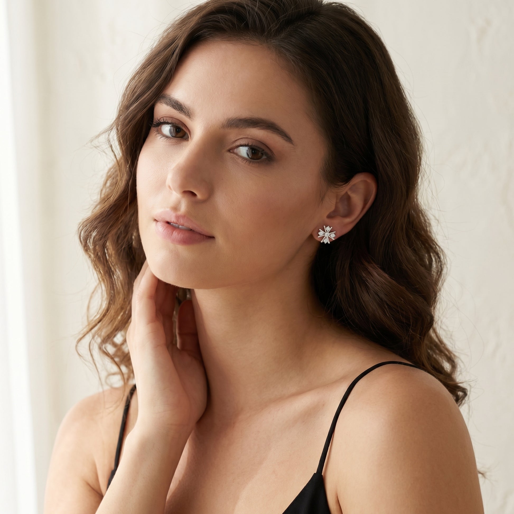 Round Cut Lab Grown Diamond Stud Earrings in Platinum