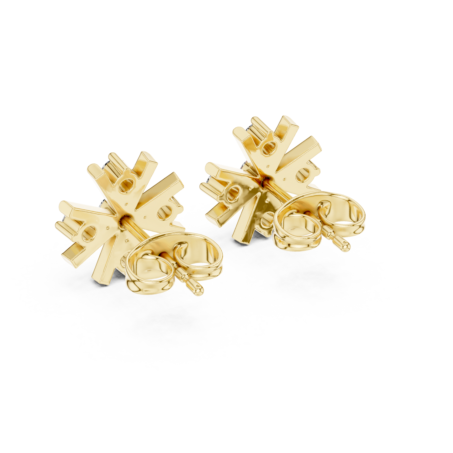 Round Cut Lab Grown Diamond Stud Earrings in Yellow Gold