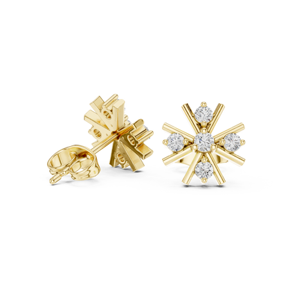 Round Cut Lab Grown Diamond Stud Earrings in Yellow Gold