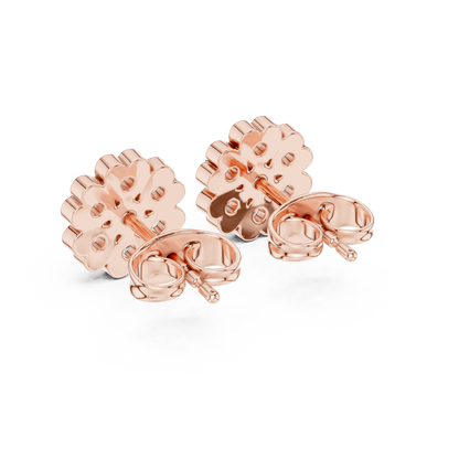 Round Cut Lab Grown Diamond Stud Earrings in Rose Gold