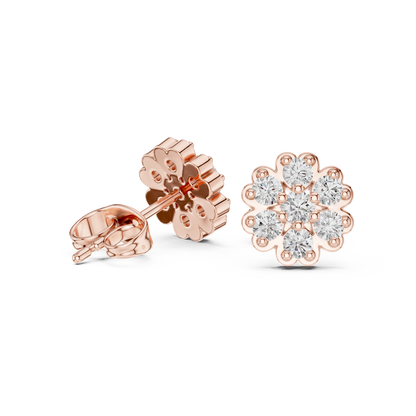Round Cut Lab Grown Diamond Stud Earrings in Rose Gold