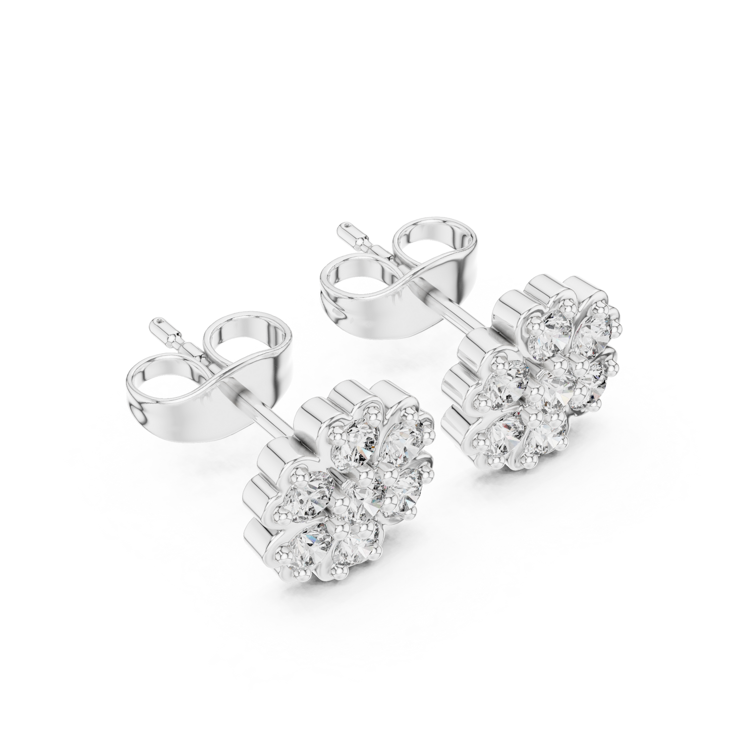 Round Cut Lab Grown Diamond Stud Earrings in White Gold