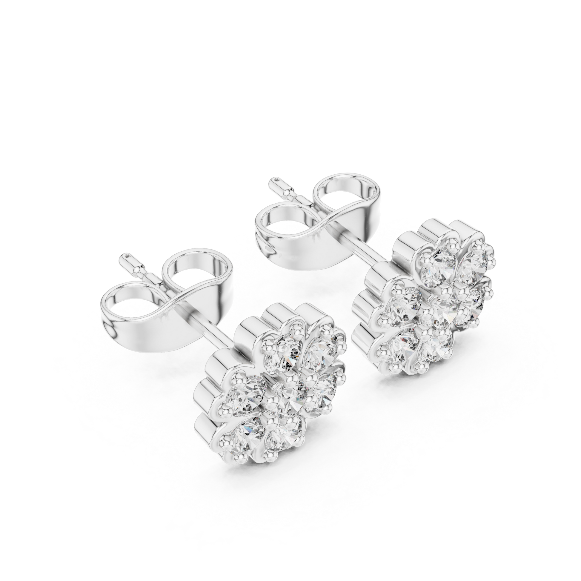 Round Cut Lab Grown Diamond Stud Earrings in White Gold