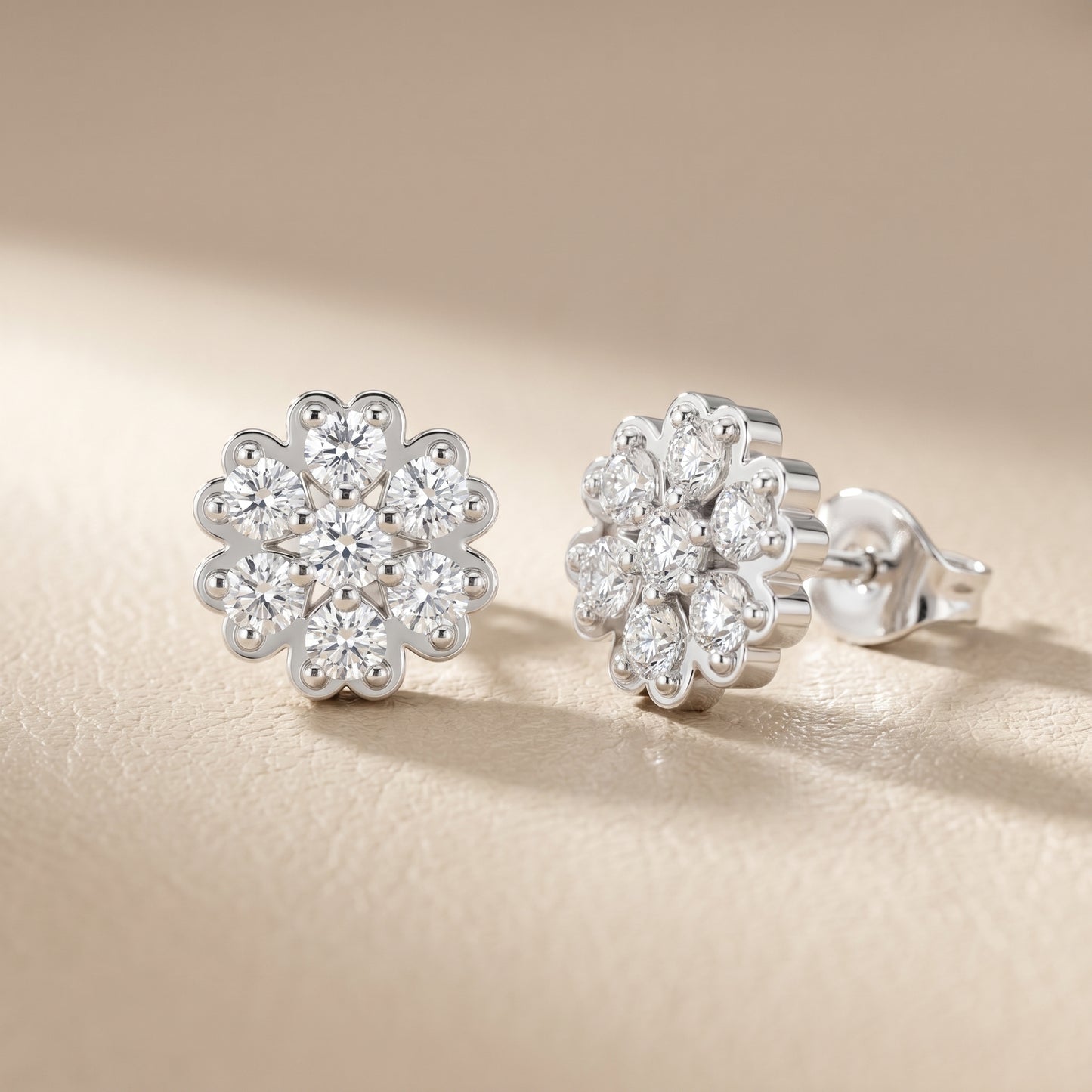 Round Cut Lab Grown Diamond Stud Earrings in White Gold