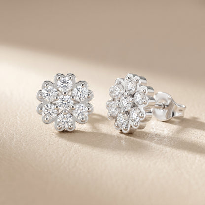 Round Cut Lab Grown Diamond Stud Earrings in Platinum