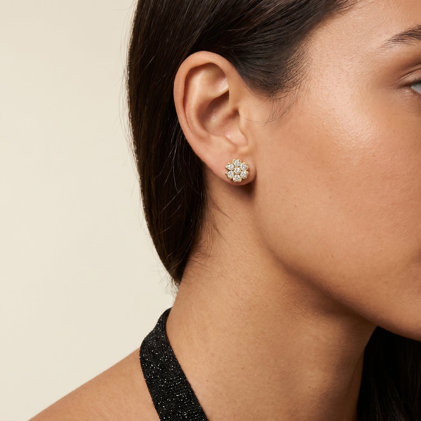 Round Cut Lab Grown Diamond Stud Earrings in Yellow Gold