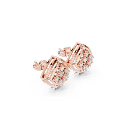 Round Cut Lab Grown Diamond Stud Earrings in Rose Gold