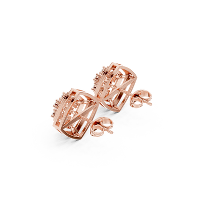 Round Cut Lab Grown Diamond Stud Earrings in Rose Gold