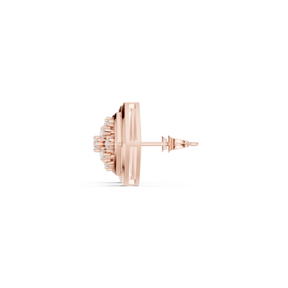Round Cut Lab Grown Diamond Stud Earrings in Rose Gold