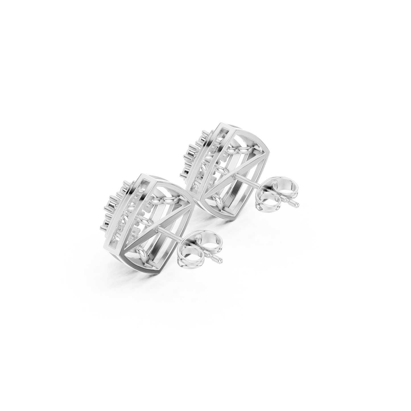 Round Cut Lab Grown Diamond Stud Earrings in Platinum