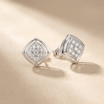 Round Cut Lab Grown Diamond Stud Earrings in Silver