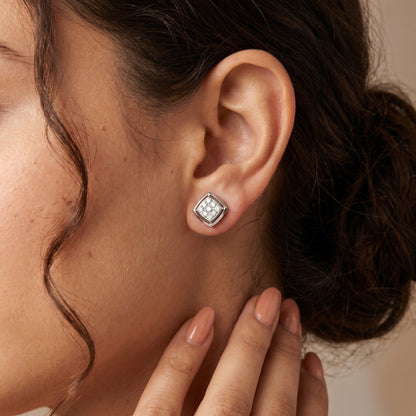 Round Cut Lab Grown Diamond Stud Earrings in Platinum