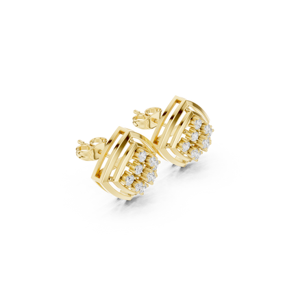 Round Cut Lab Grown Diamond Stud Earrings in Yellow Gold