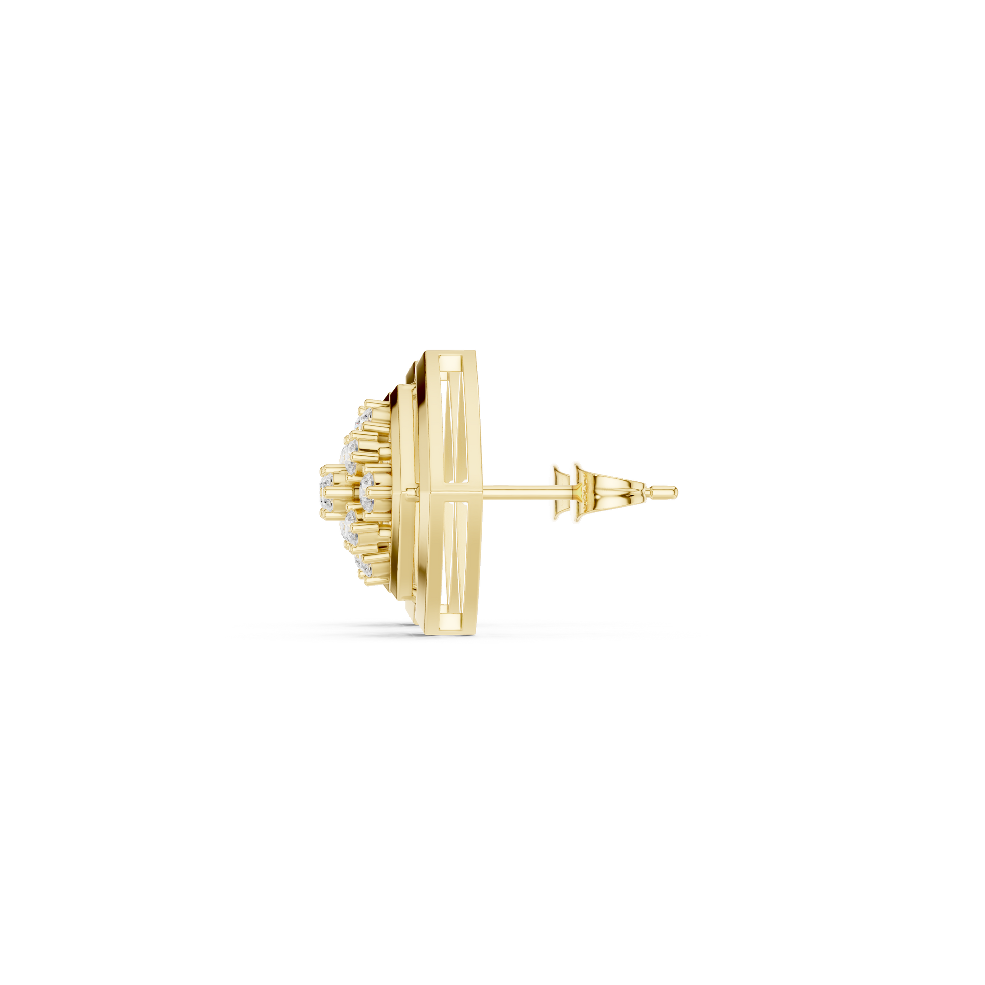 Round Cut Lab Grown Diamond Stud Earrings in Yellow Gold