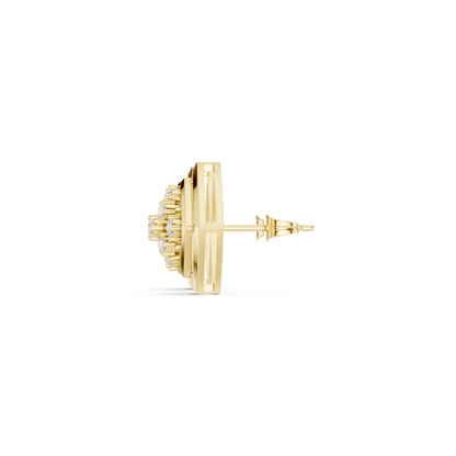 Round Cut Lab Grown Diamond Stud Earrings in Yellow Gold