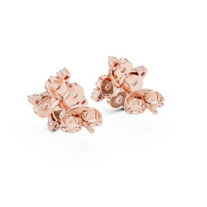 Round Cut Lab Grown Diamond Stud Earrings in Rose Gold