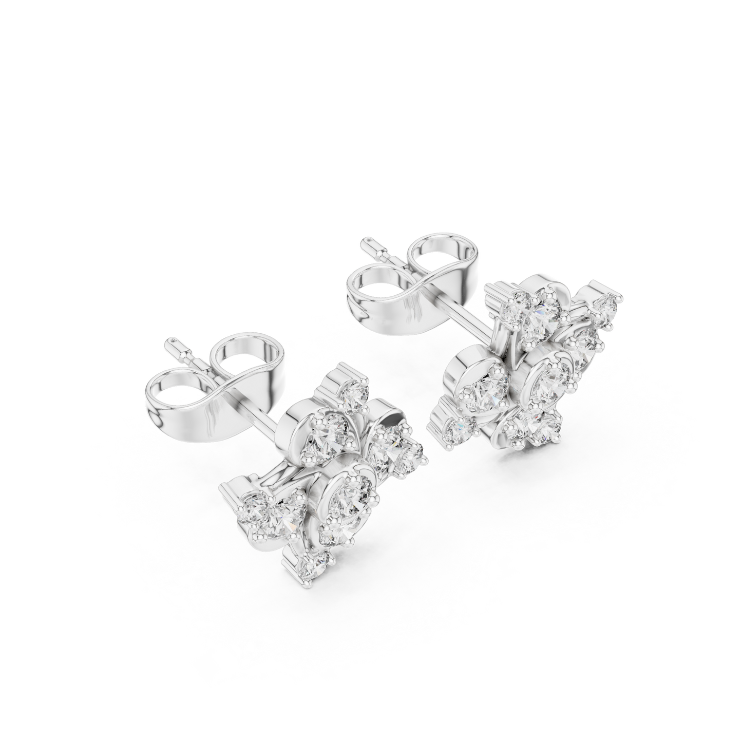 Round Cut Lab Grown Diamond Stud Earrings in White Gold