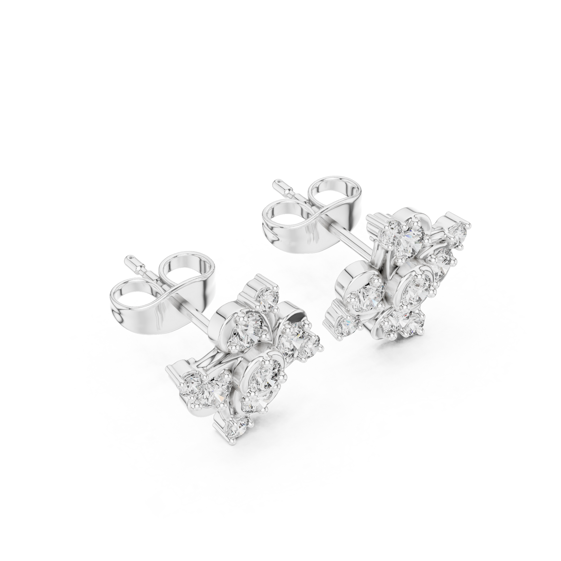 Round Cut Lab Grown Diamond Stud Earrings in Silver