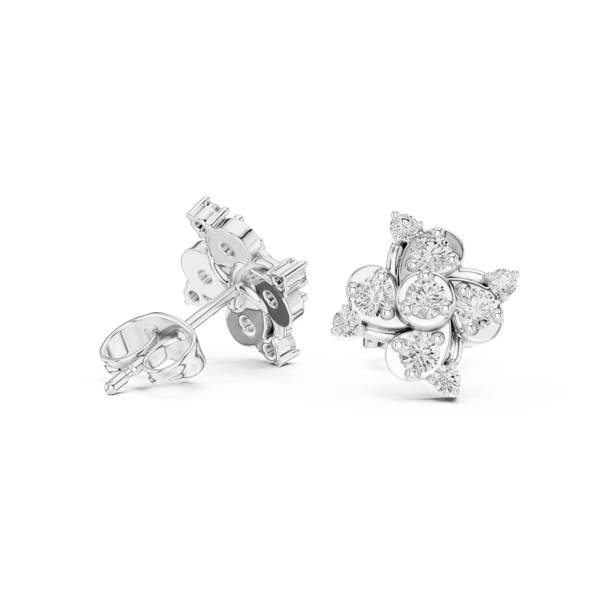 Round Cut Lab Grown Diamond Stud Earrings in White Gold