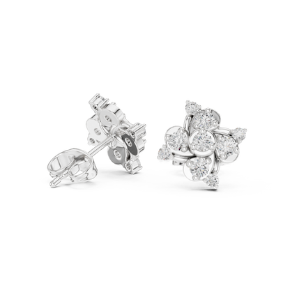 Round Cut Lab Grown Diamond Stud Earrings in Platinum