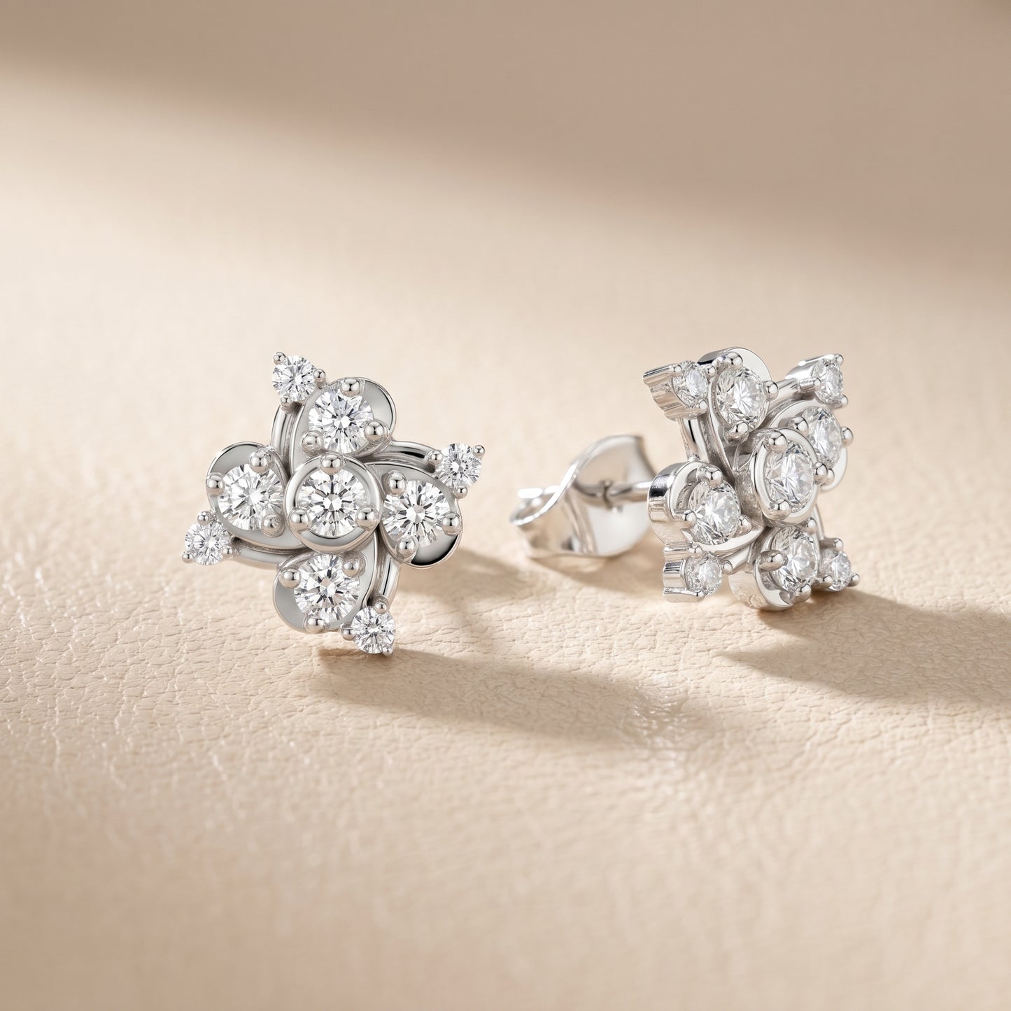 Round Cut Lab Grown Diamond Stud Earrings in Silver