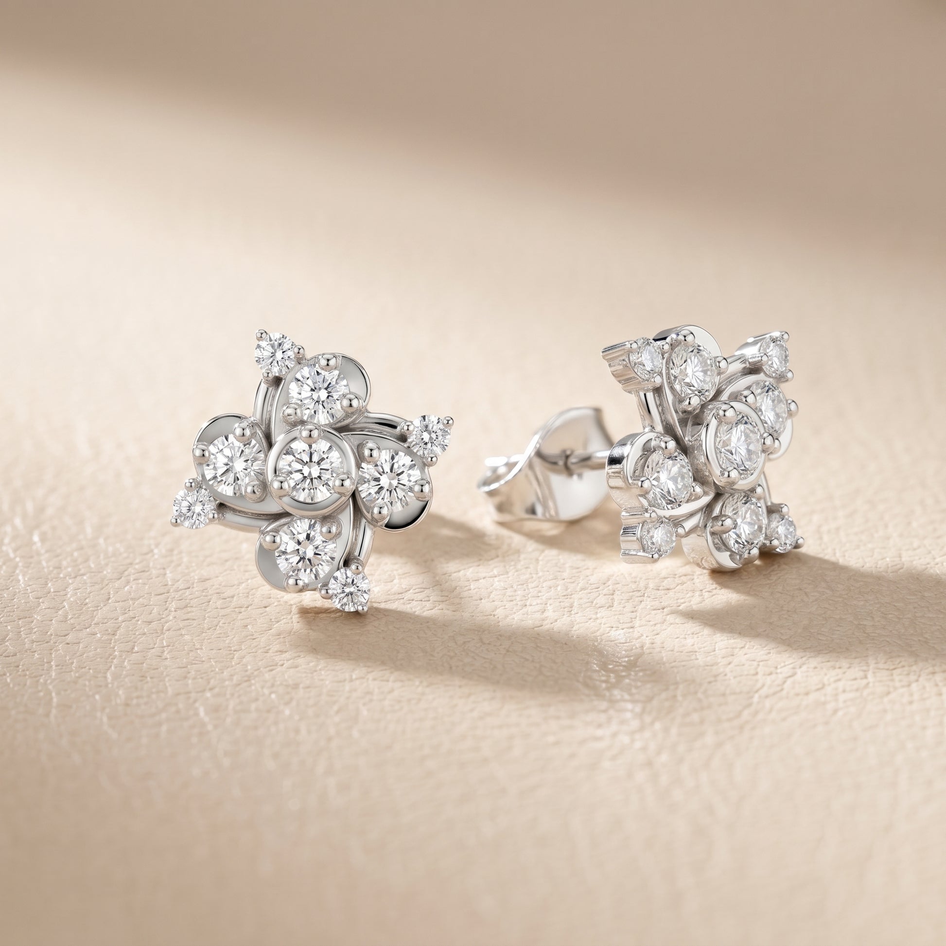 Round Cut Lab Grown Diamond Stud Earrings in Platinum