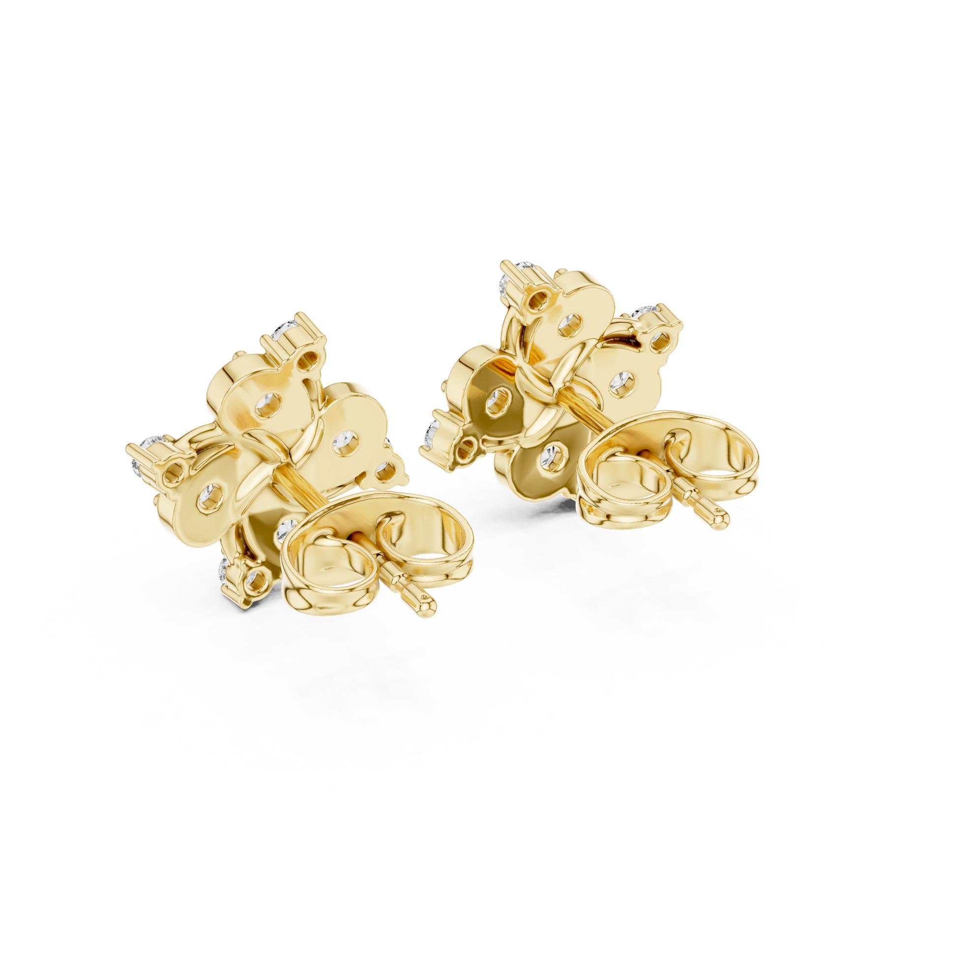 Round Cut Lab Grown Diamond Stud Earrings in Yellow Gold