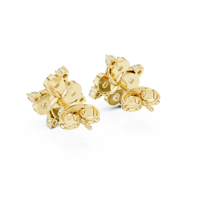 Round Cut Lab Grown Diamond Stud Earrings in Yellow Gold