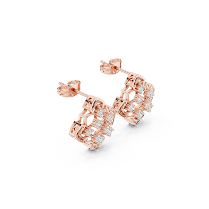 Round Cut Lab Grown Diamond Stud Earrings in Rose Gold